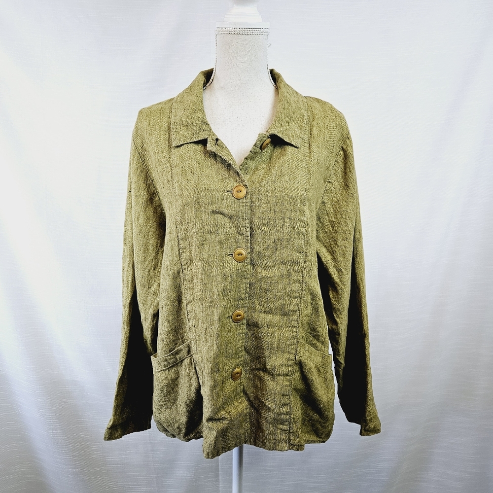 Flax Linen Button Jacket Size Medium - image 1